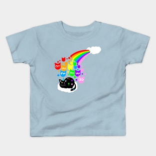 Rainbow kitty rain Kids T-Shirt